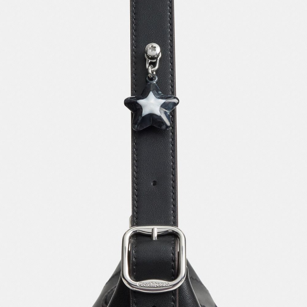 COACH®,Star Bag Charm,Synthetic,Acrylic,Bag Charm,Metal Material,Plastic,Pendant,Gunmetal,White Metal,Black,Angle View