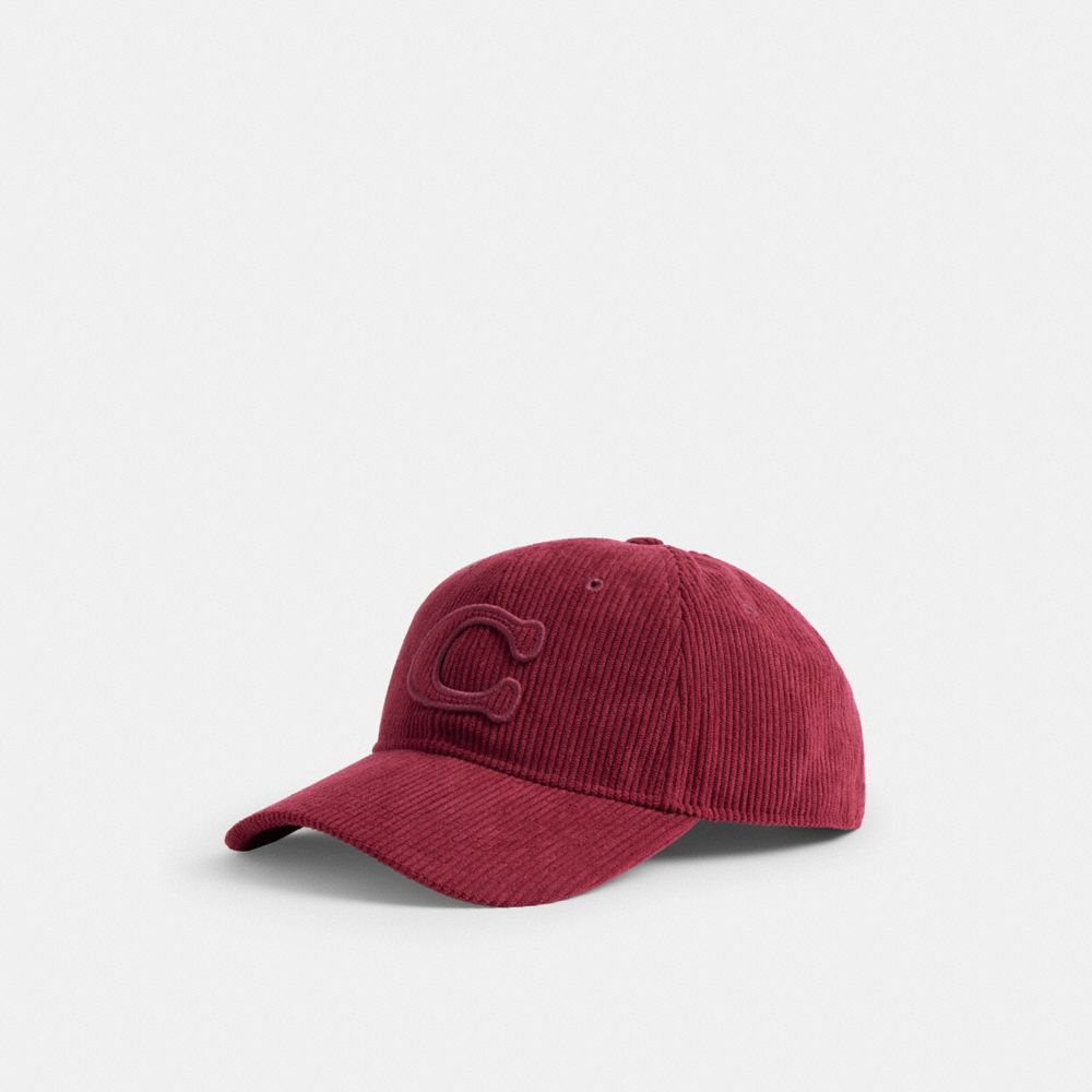 COACH®,Signature Patch Baseball Hat,Maroon,Front View