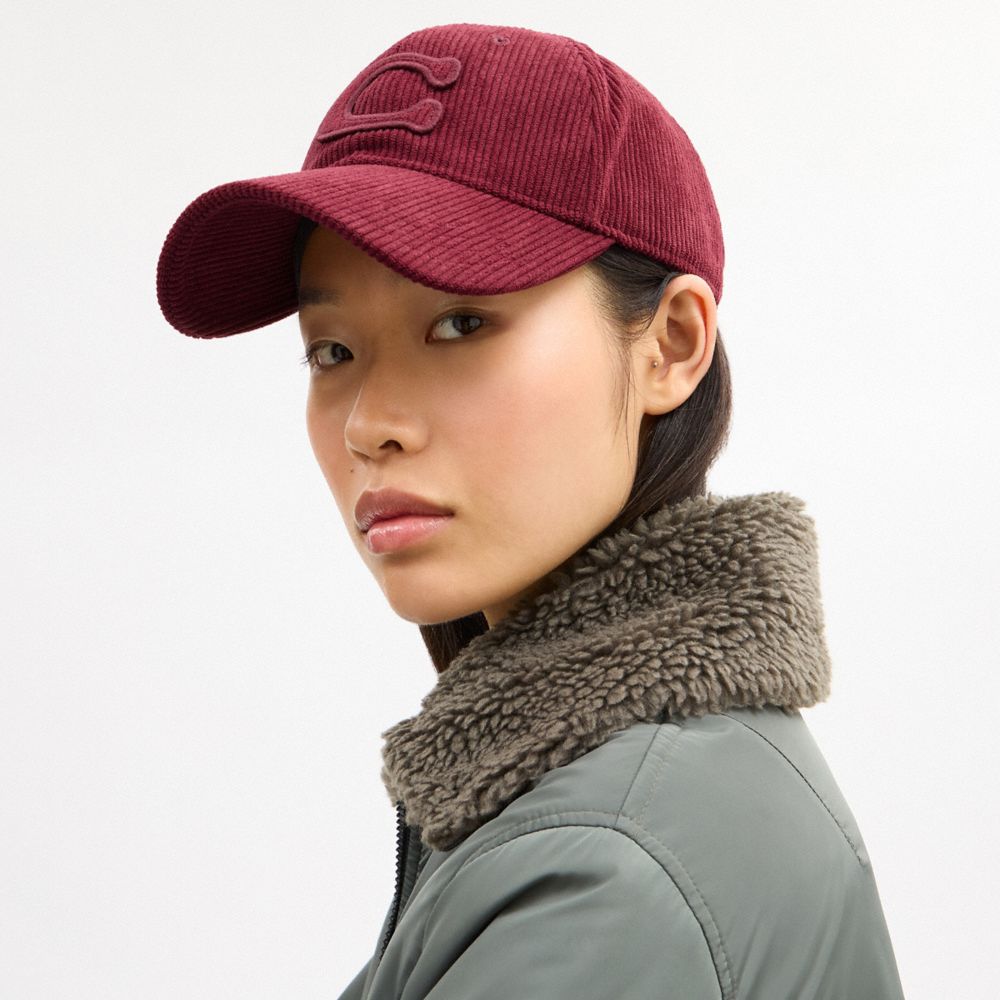 COACH®,Signature Patch Baseball Hat,Maroon,Detail View