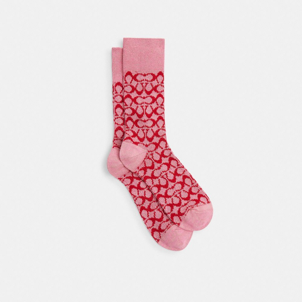 COACH®,Signature Socks,Cotton,Polyamide,Polyester,Elastane,Crew Socks,Logo,Set,Casual,Multi Color,Front View
