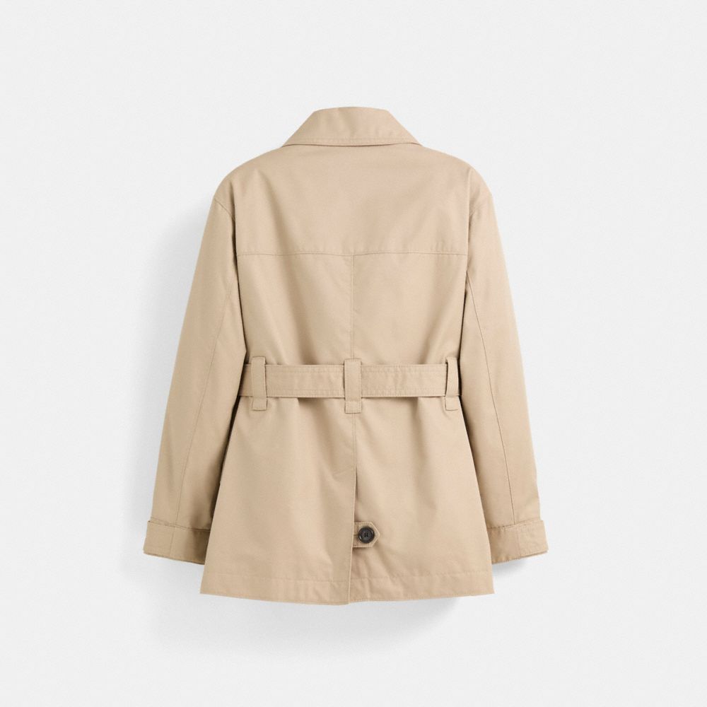 COACH®,Restored Belted Utility Jacket,Cotton,Polyester,Trench,Waterproof,Casual,Beige,Back View