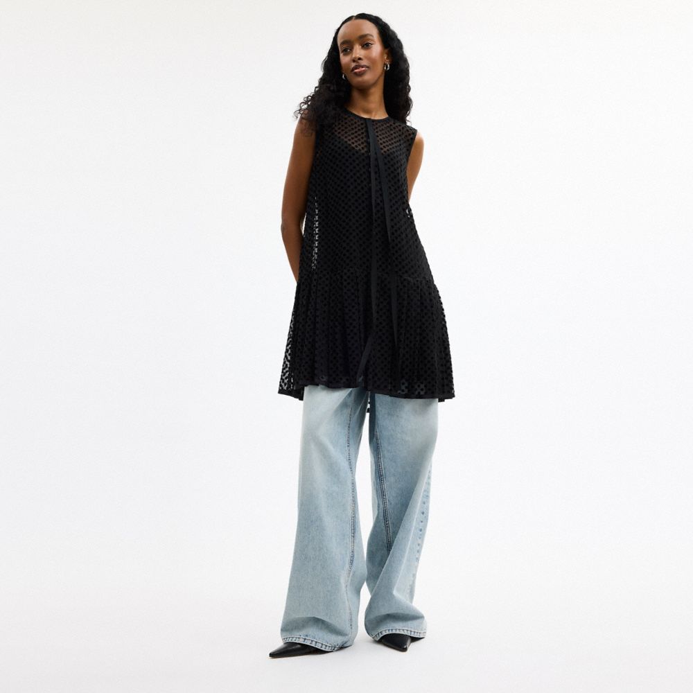 COACH®,Velvet Burnout Dress,Black,Scale View