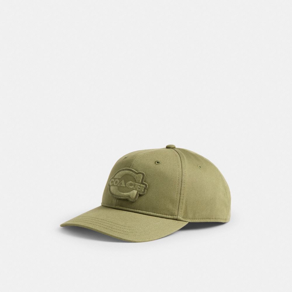 COACH®,Soho Flat Brim Baseball Hat,Olive,Front View