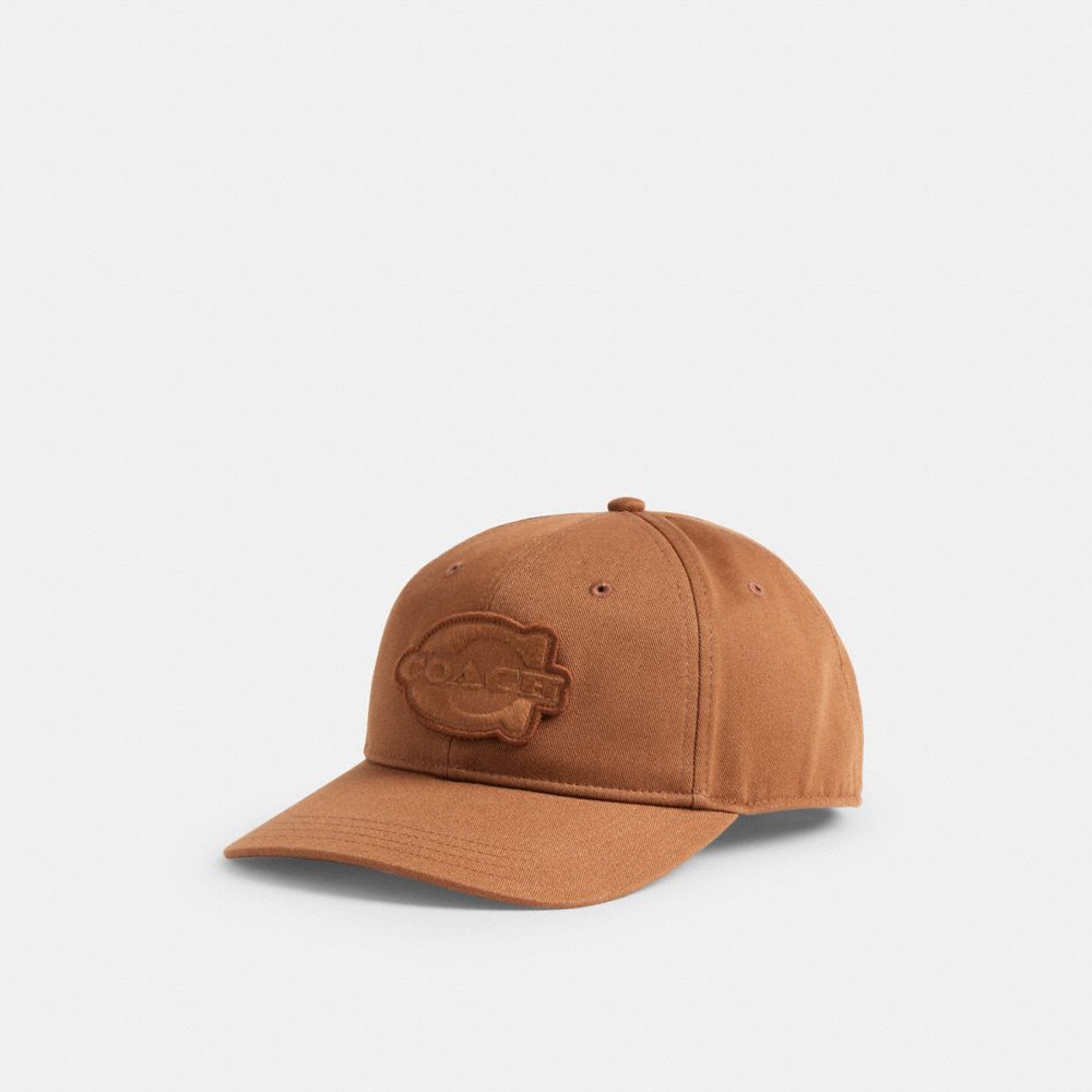 COACH®,Soho Flat Brim Baseball Hat,Brown,Front View