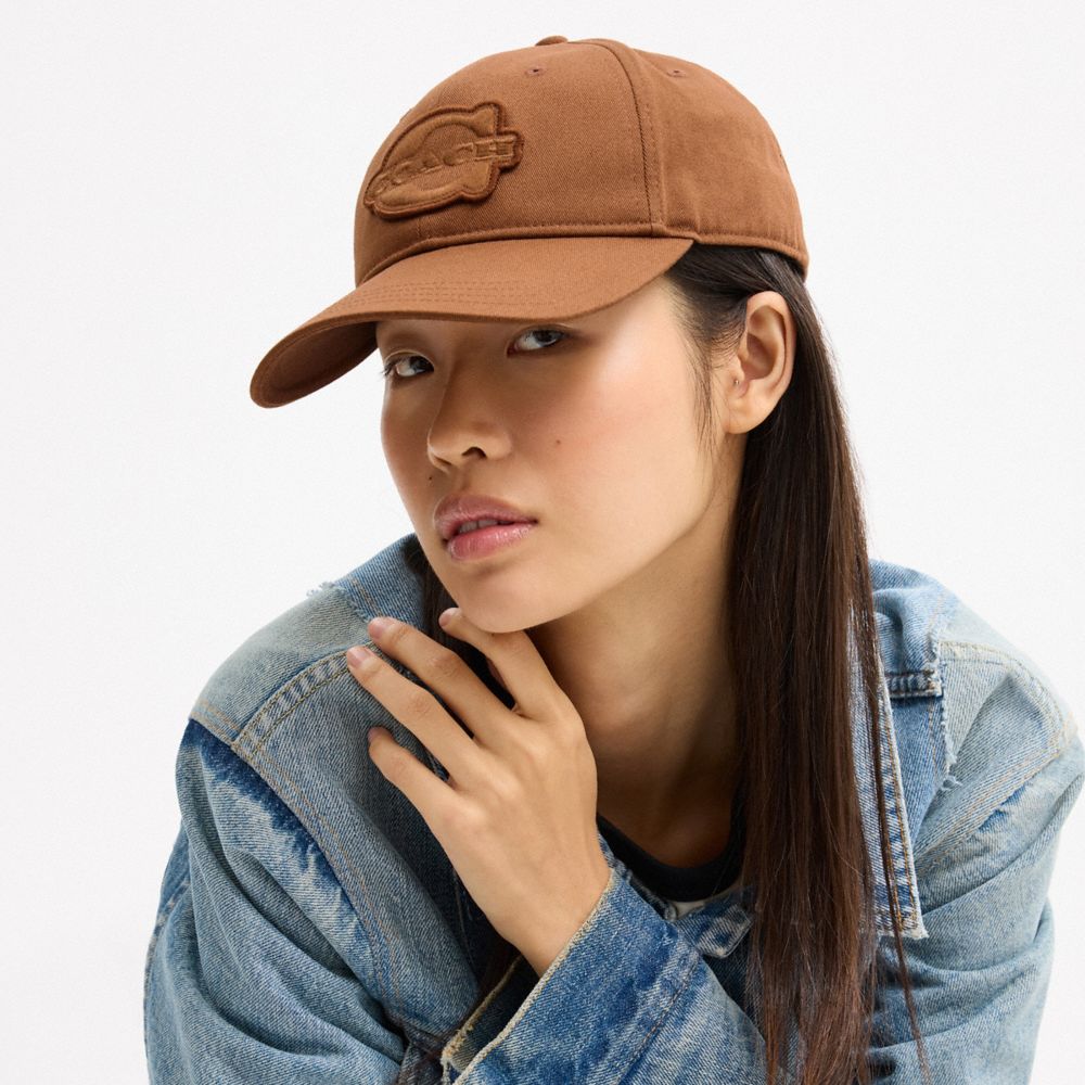 COACH®,Soho Flat Brim Baseball Hat,Brown,Detail View