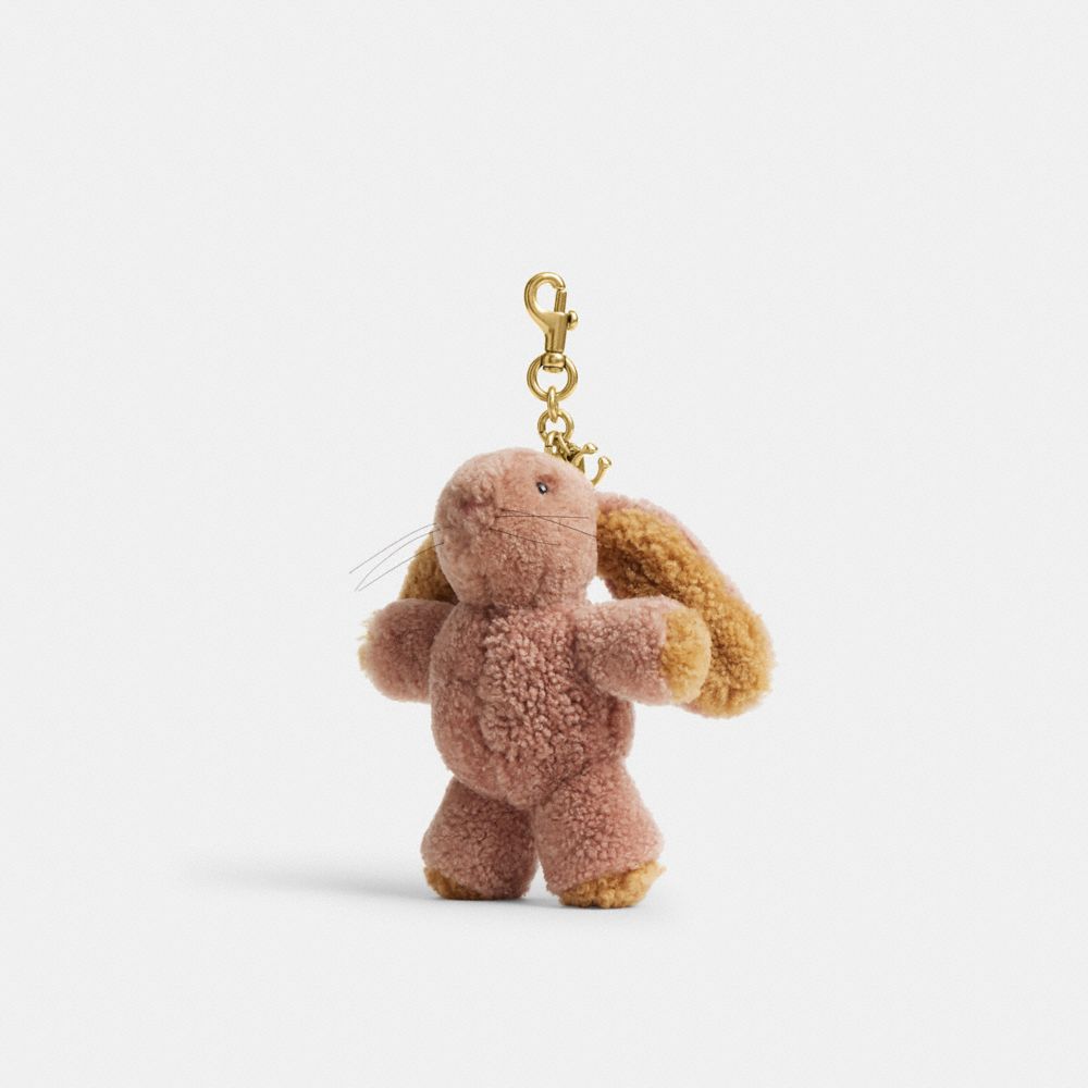 COACH®,Floppy Bag Charm In Shearling,Shearling,Soft Wool,Bag Charm,Animal Ears,Shearling,Embellished,Compact,Key Ring,Padd...,Blush,Front View