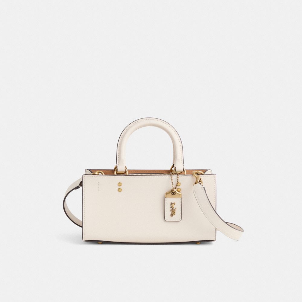 COACH®,Restored Rogue Bag 26,Lining Leather,Leather,Satchel,Logo,Metal,Compact,Sustainable,Brass,Day Party,Cream,Front View