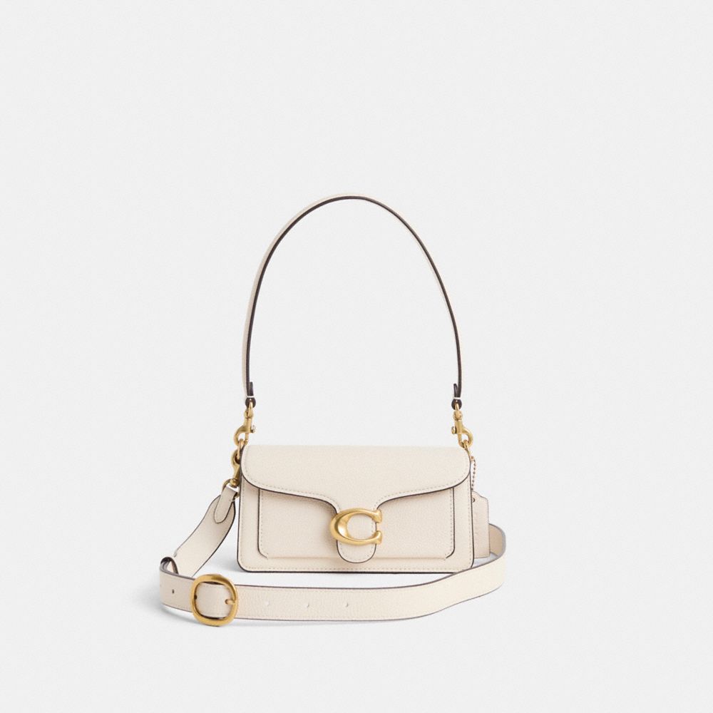 COACH®,Restored Tabby Shoulder Bag 20,Leather,Shoulder Bag,Metal,Logo,Brass,Day Party,Cream,Front View
