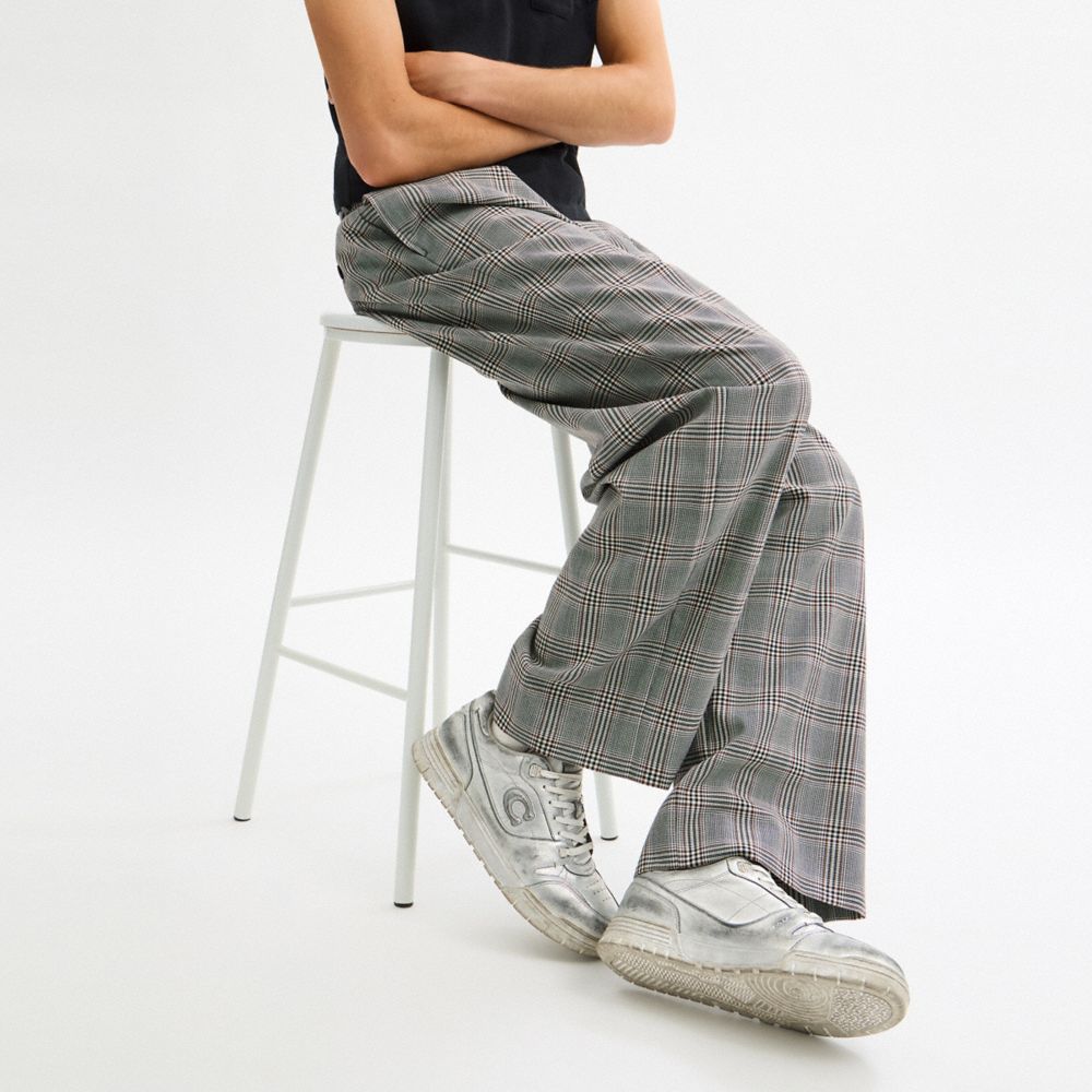 COACH®,Soho Sneaker In Distressed Metallic Leather,Silver,Detail View