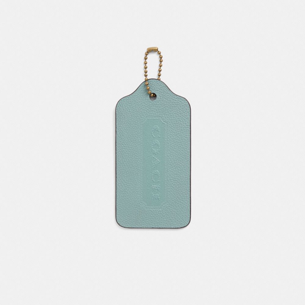 COACH®,Remade Extra Large Hangtag Bag Charm,Leather,Bag Charm,Embossed,Logo,Casual,Blue,Front View