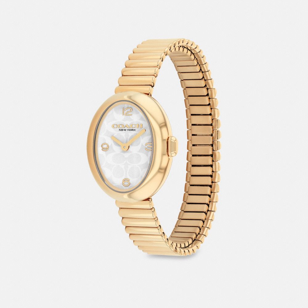 COACH®,Sammy Watch, 22 Mm,Analog,Crystal,Metal Material,Mineral,Word Embellishment,Pattern,Graphic,Water Resistant,Stainle...,,Angle View