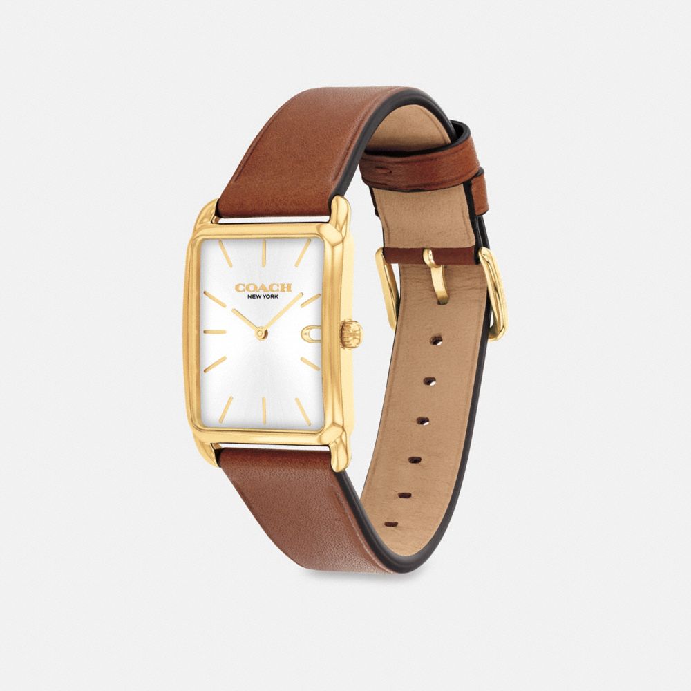 COACH®,Elliot Watch, 32 Mm X 26 Mm,Brown,Angle View