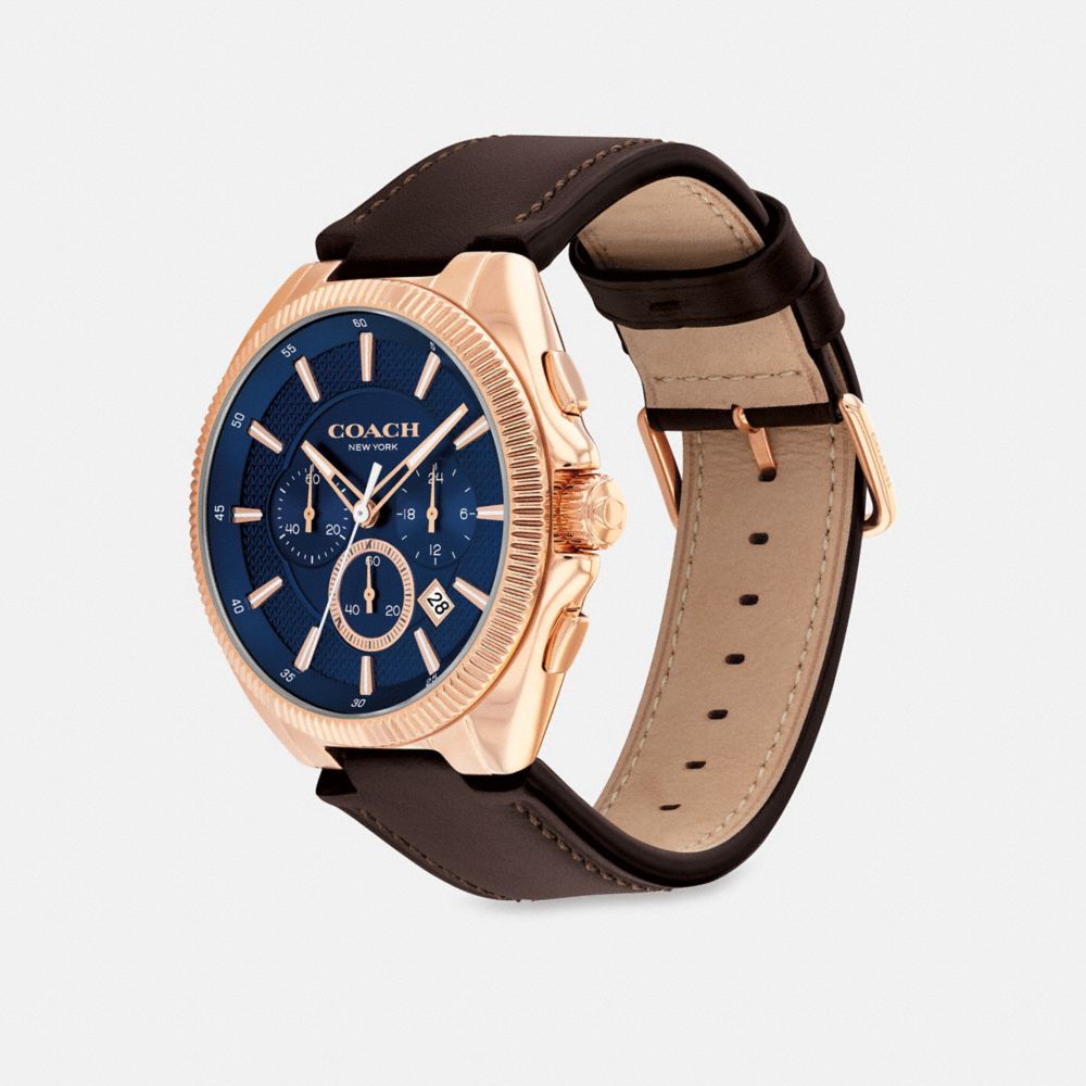 COACH®,Jackson Chronograph Watch, 45 Mm,Brown,Angle View