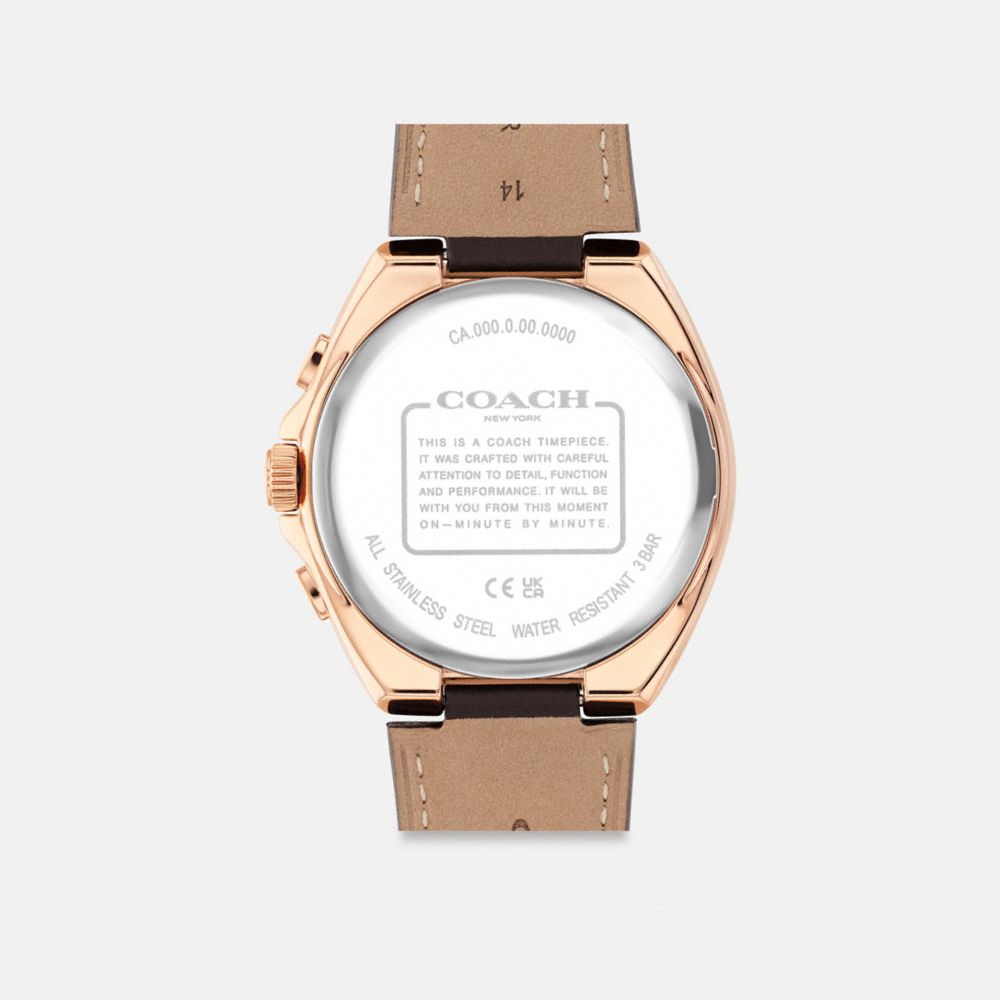 COACH®,Jackson Chronograph Watch, 45 Mm,Brown,Back View
