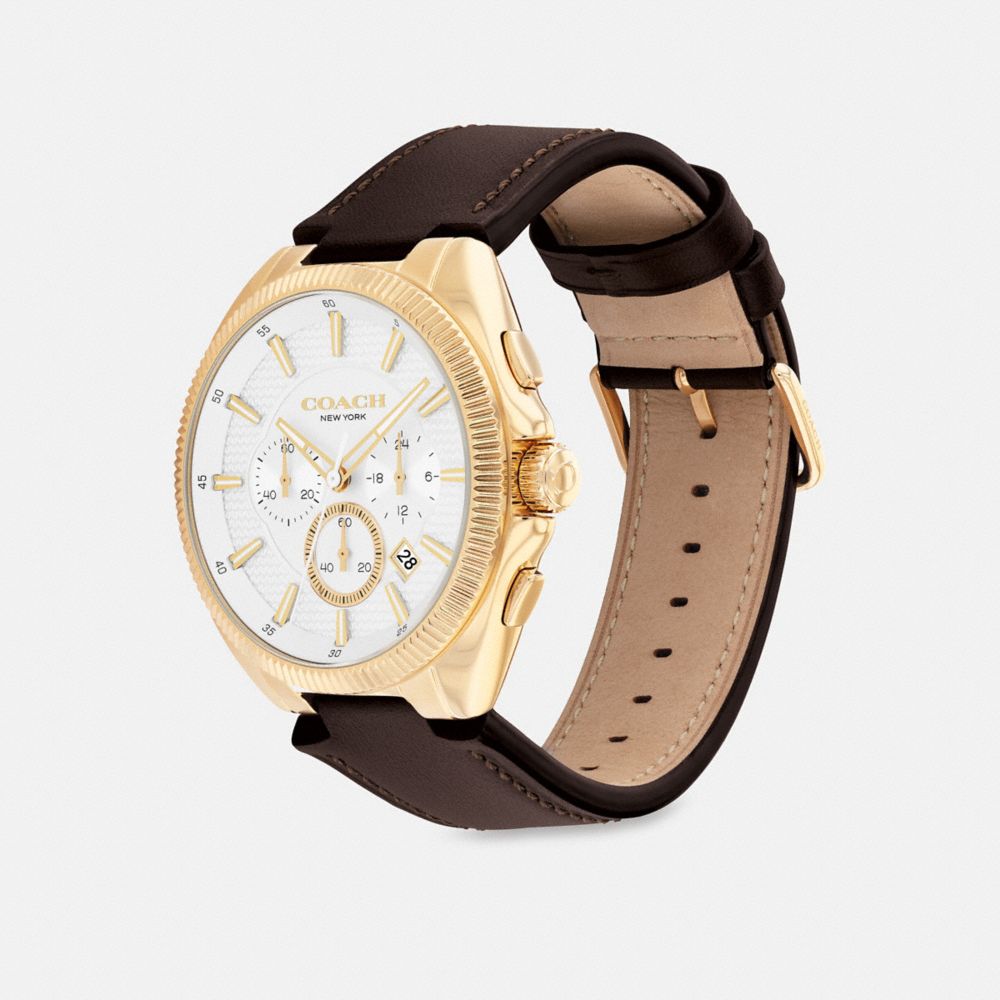 COACH®,Jackson Chronograph Watch, 45 Mm,Brown,Angle View