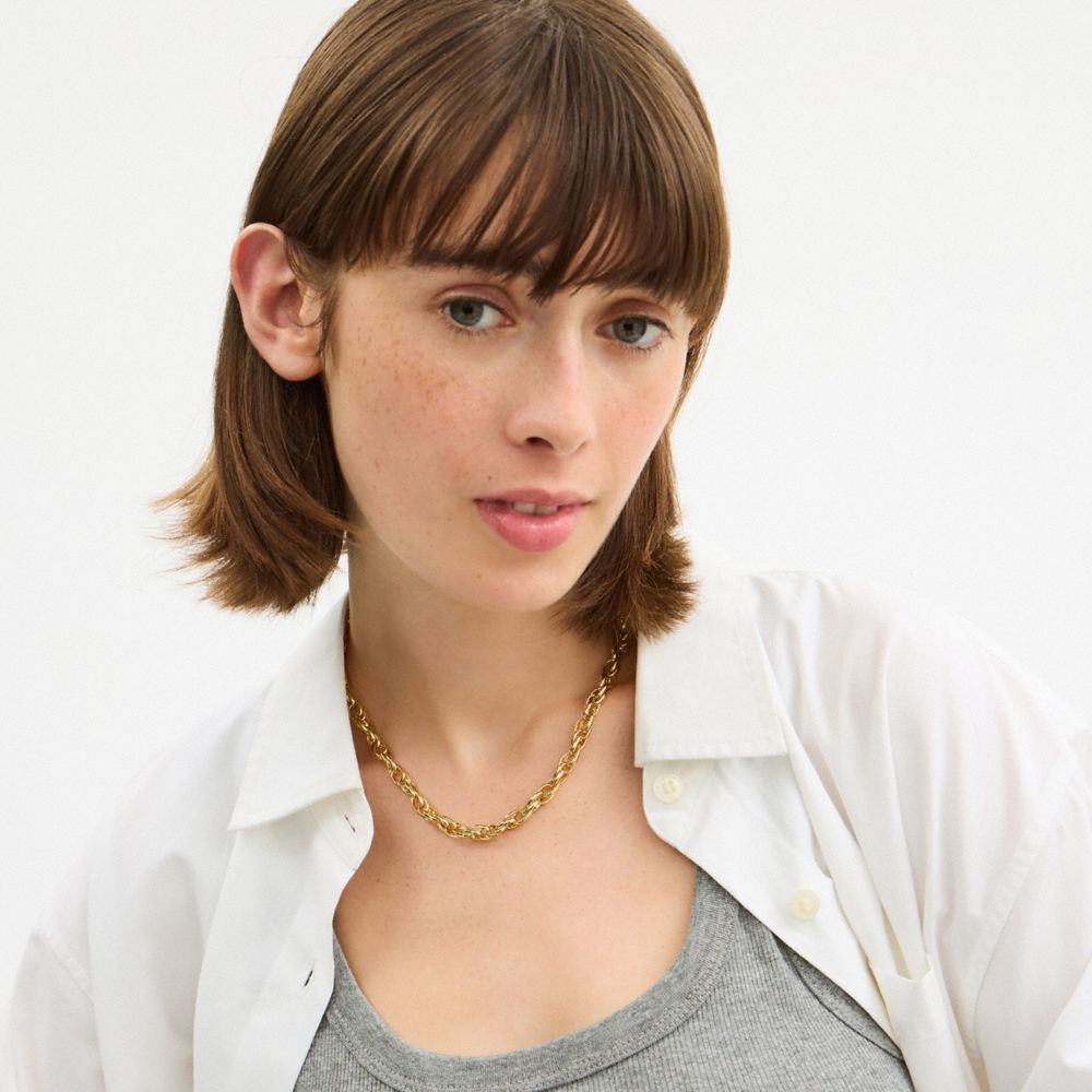 COACH®,Brushed Link Chain Necklace,,Detail View