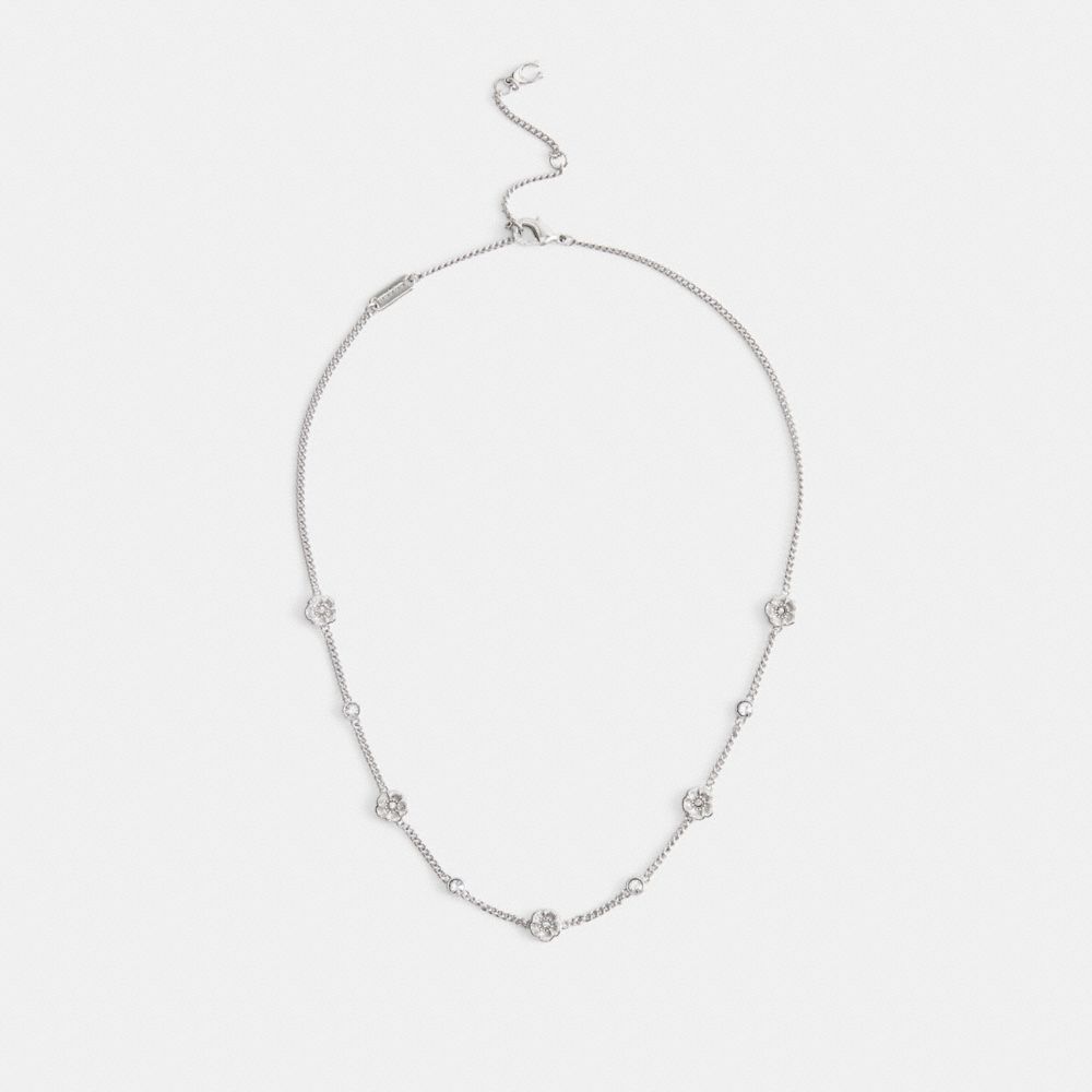 COACH®,Tea Rose Station Necklace,Clear,Inside View,Top View