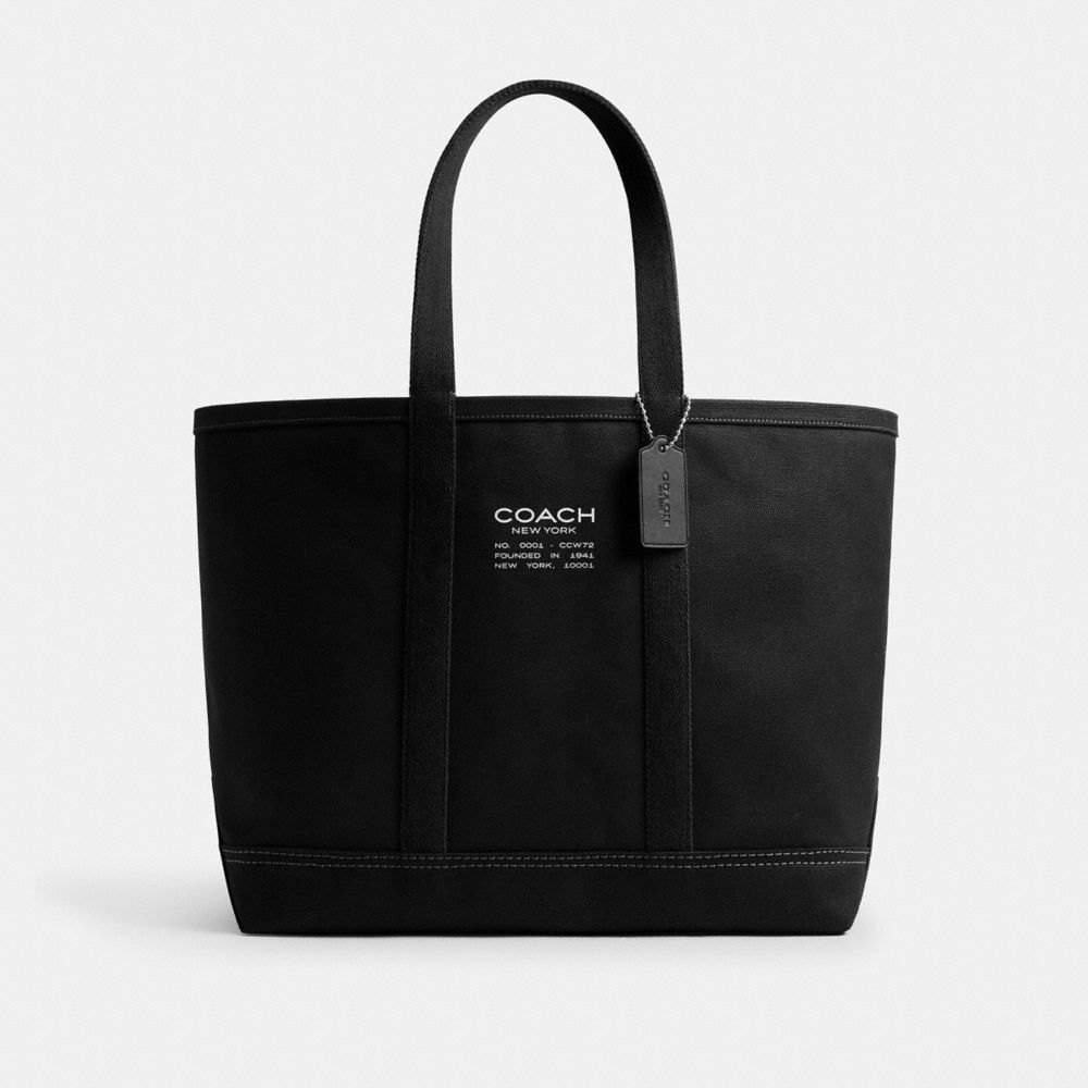 COACH®,Utility Tote,Leather,Cotton,Canvas,Tote,Sustainable,Casual,Black,Front View
