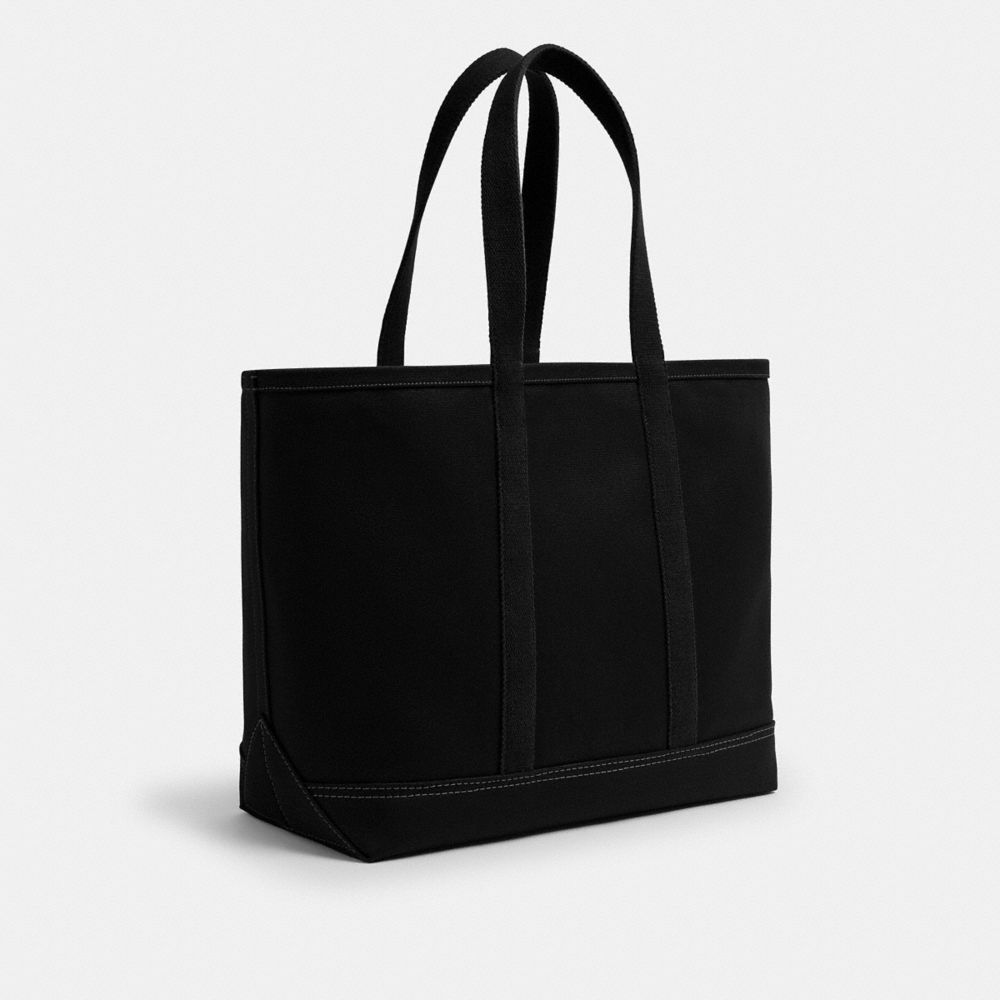 COACH®,Utility Tote,Leather,Cotton,Canvas,Tote,Sustainable,Casual,Black,Angle View