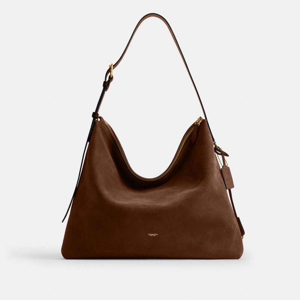 COACH®,Mott Messenger Bag,Suede,Leather,Crossbody,Lined,Casual,Brown,Front View