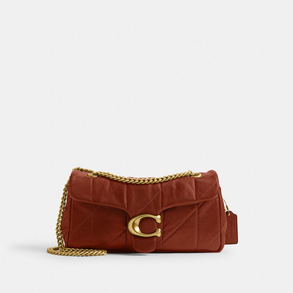 COACH®,Tabby Shoulder Bag 26 With Quilting,Leather,Shoulder Bag,Metal,Logo,Compact,Shoulder Guard,Brass,Day Party,Brown,Front View