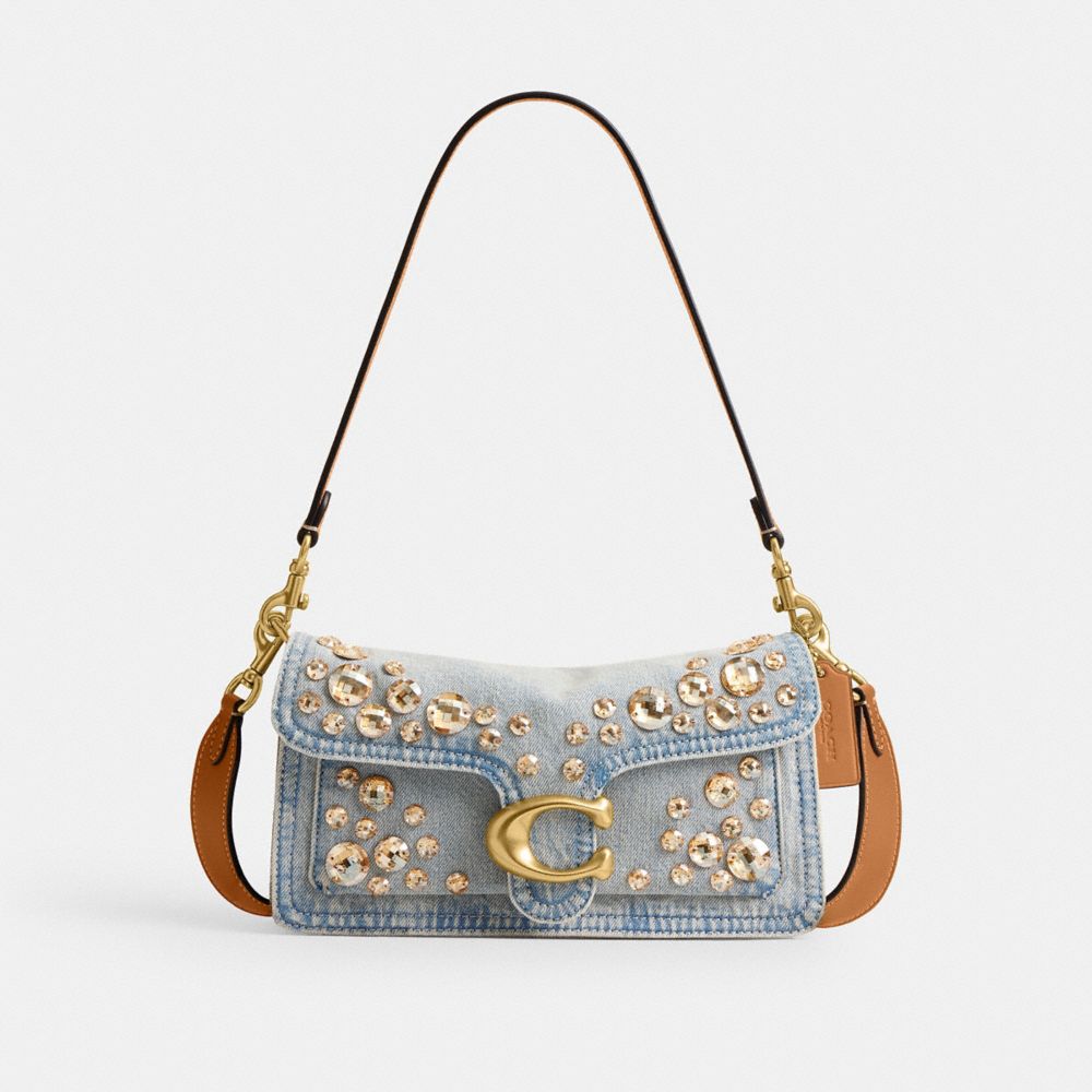 COACH®,Tabby Shoulder Bag 26 With Crystal,Blue,Front View