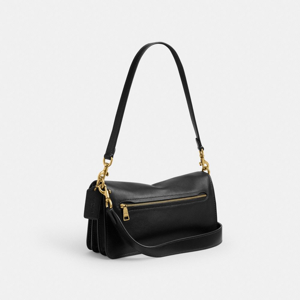 COACH®,Tabby Shoulder Bag 26,Leather,Shoulder Bag,Logo,Metal,Compact,Brass,Casual,Black,Angle View