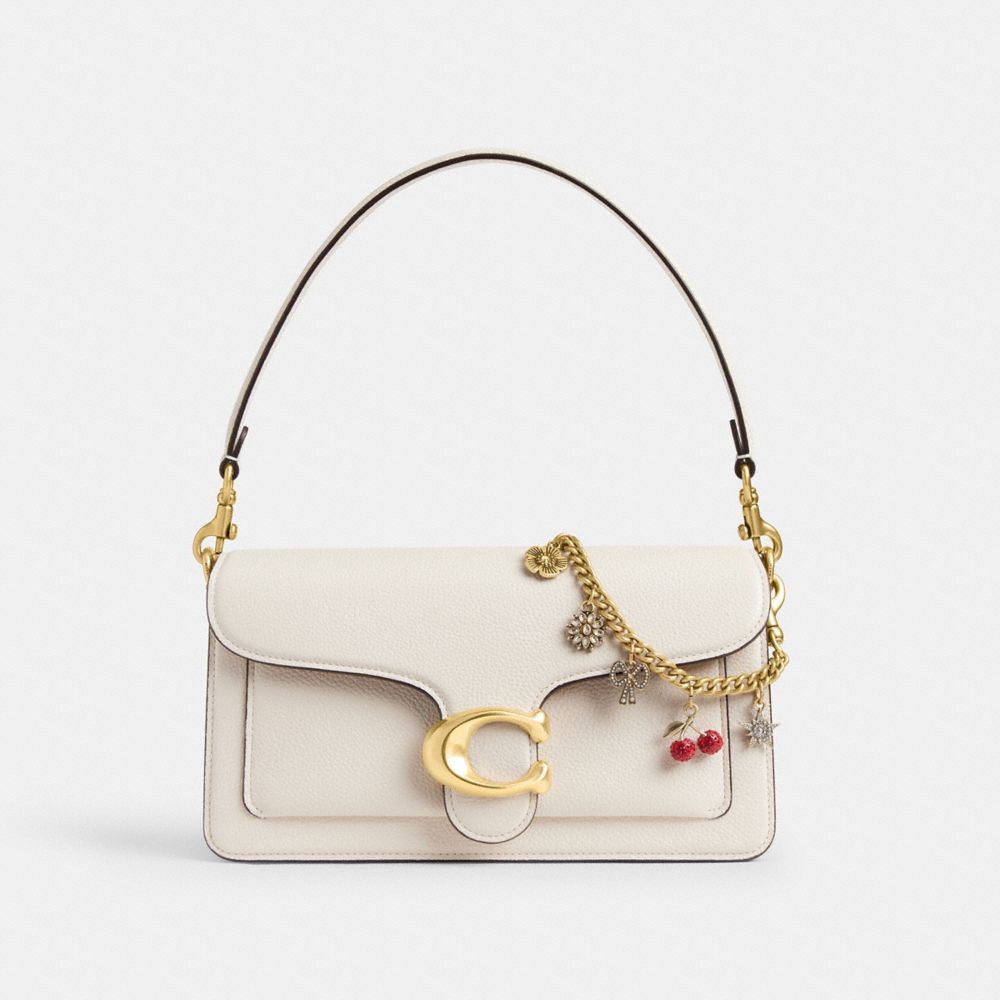 COACH®,Crystal Motif Chain Bag Charm,Bag Charm,Metal Material,Resin,Gem Embellishment,Chain Detail,Pendant,Embellished,Brass,Multi Color,Angle View