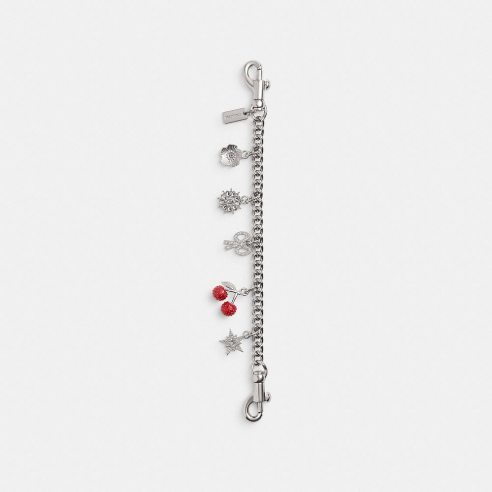 COACH®,Crystal Motif Chain Bag Charm,Red,Front View