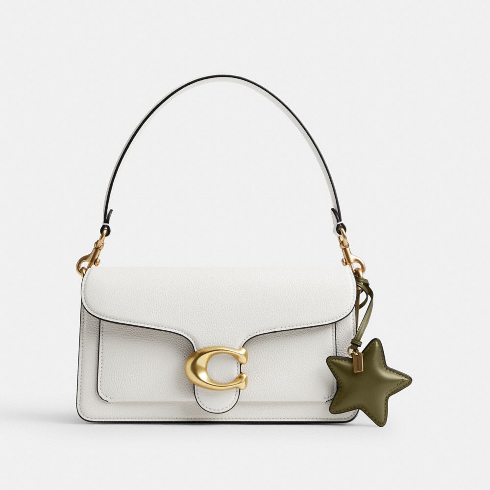 COACH®,Star Puffy Bag Charm,Bag Charm,3D Embellishment,Brass,Olive,Angle View