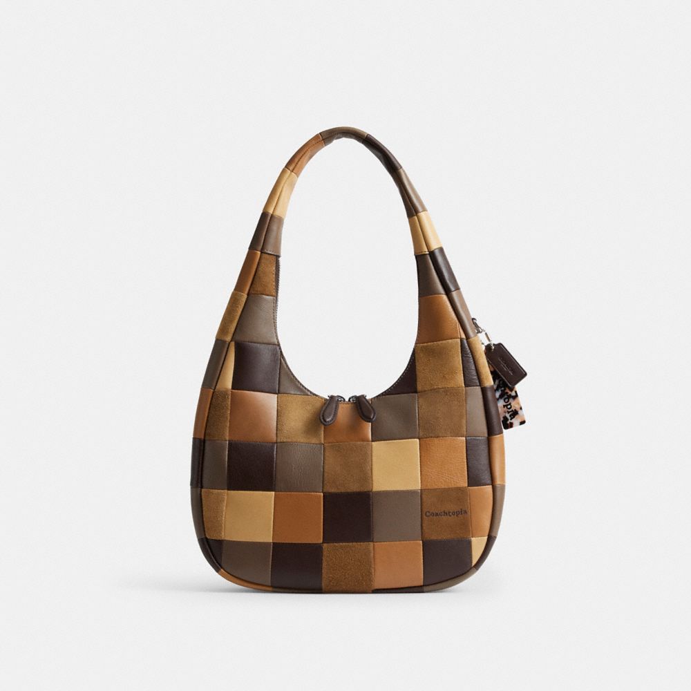 COACH®,Alter/Ego Crescent Shoulder Bag In Upcrafted Suede And Upcrafted Leather,Multi Color,Front View