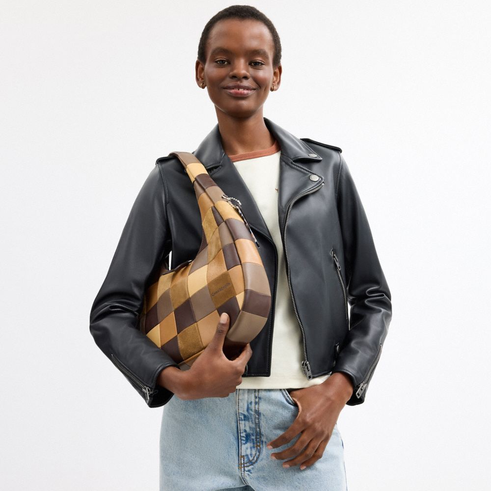 COACH®,Alter/Ego Crescent Shoulder Bag In Upcrafted Suede And Upcrafted Leather,Multi Color,Detail View