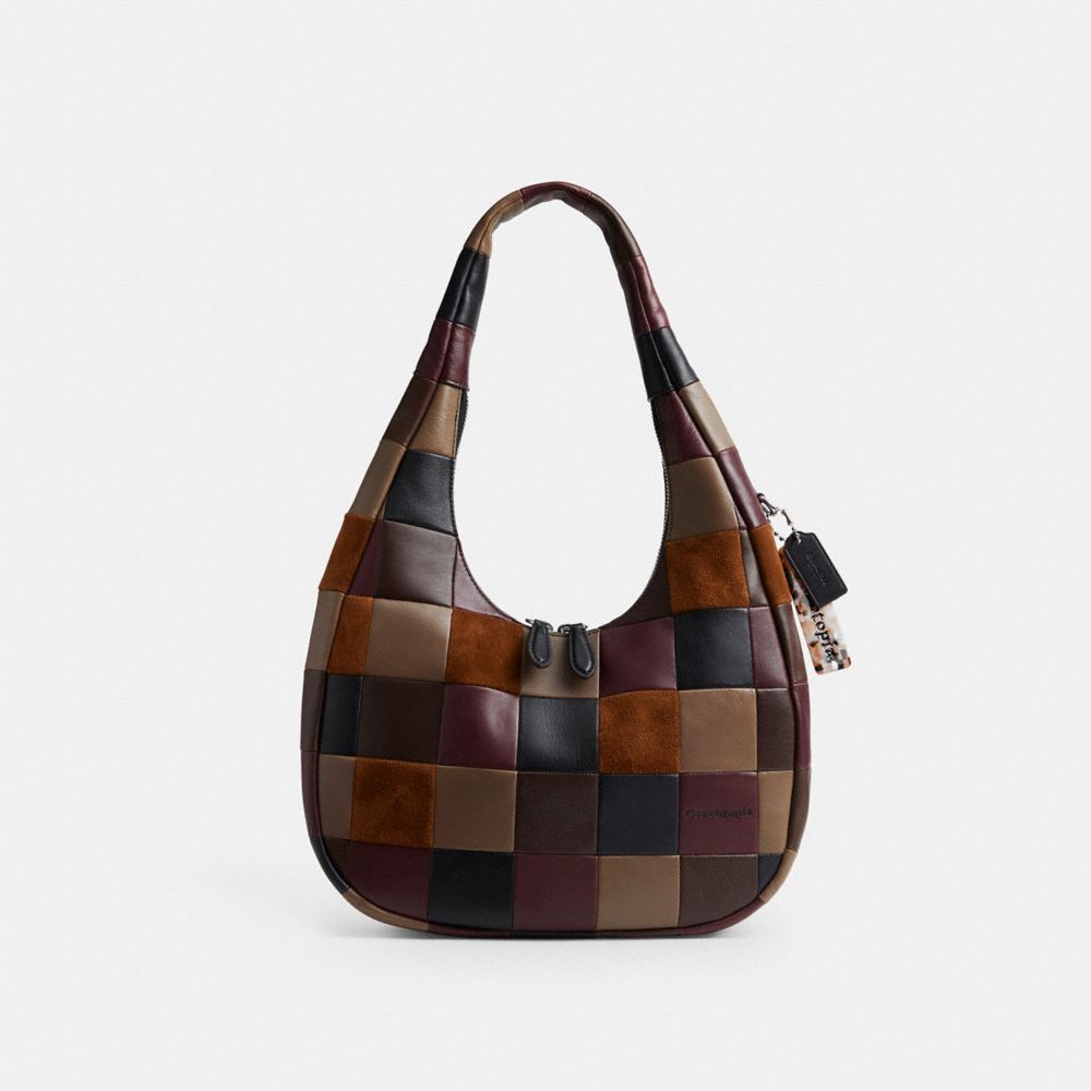 COACH®,Alter/Ego Crescent Shoulder Bag In Upcrafted Suede And Upcrafted Leather,Multi Color,Front View