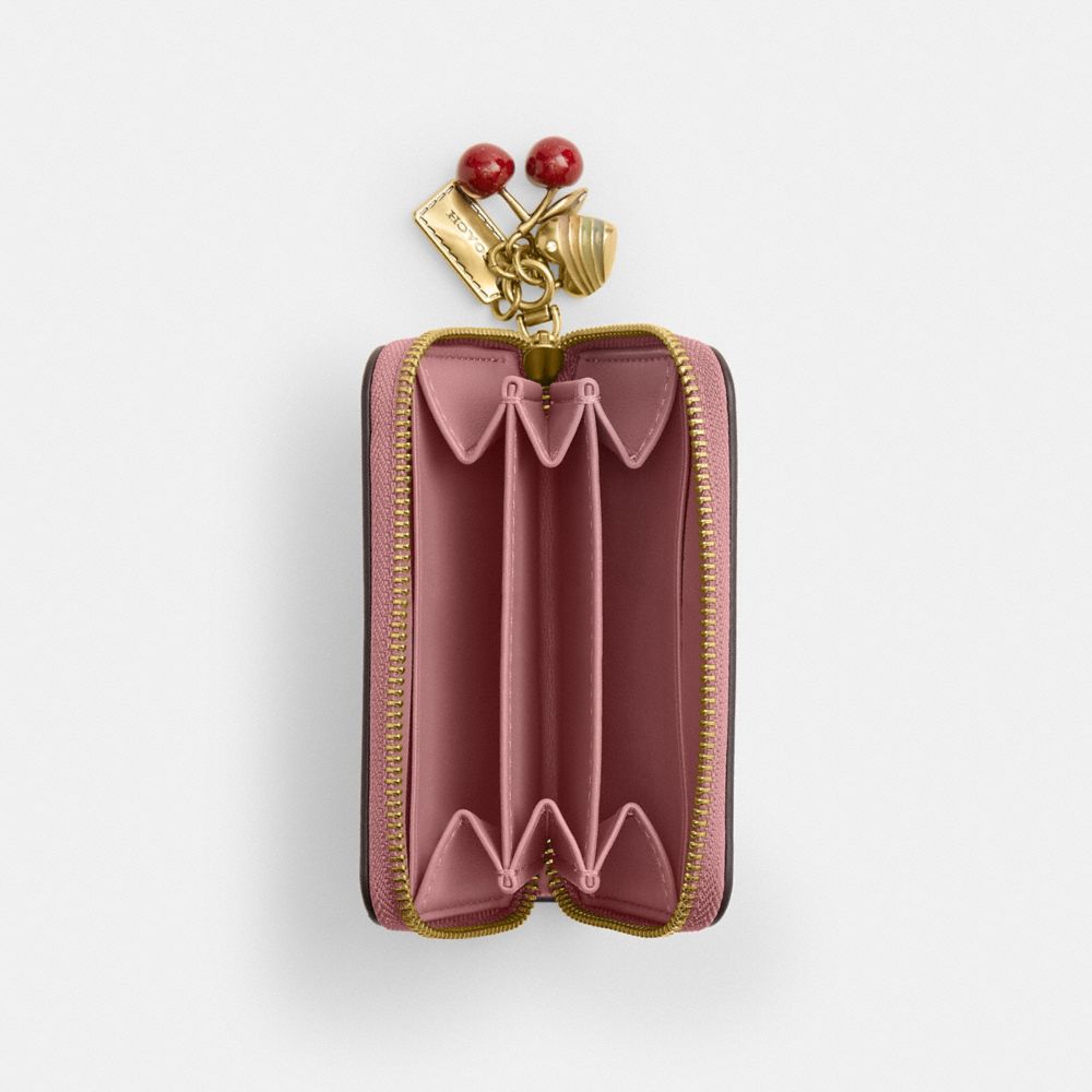 COACH®,Essential Small Zip Around Card Case With Charms,,Inside View,Top View