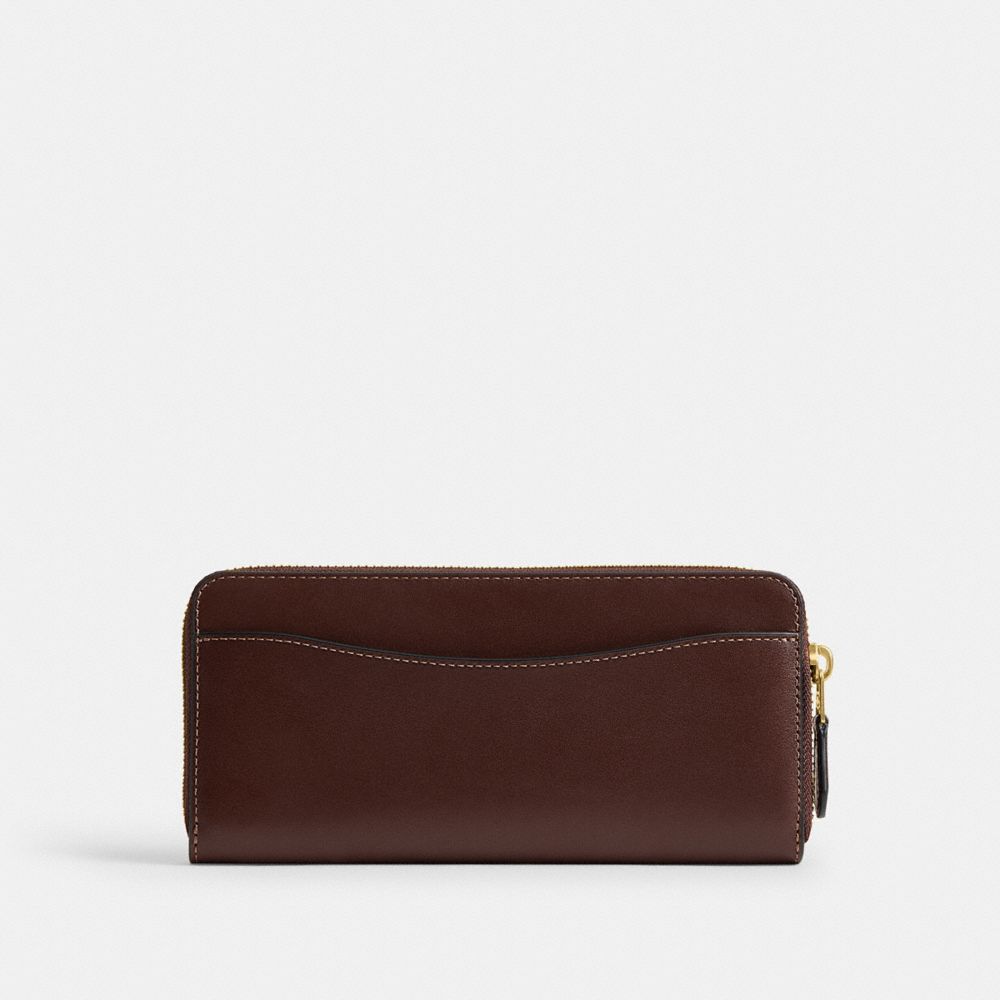 COACH®,New York Slim Accordion Zip Wallet,Leather,Calfskin Leather,Continental,Casual,Brown,Back View