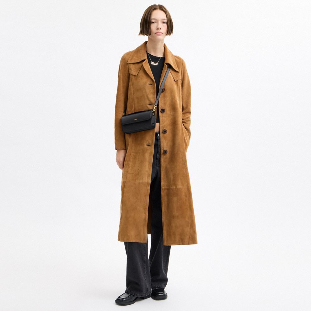 COACH®,Elora Top Handle Crossbody Bag,Calfskin Leather,Leather,Lining Leather,Shoulder Bag,Compact,Brass,Casual,Black,Detail View