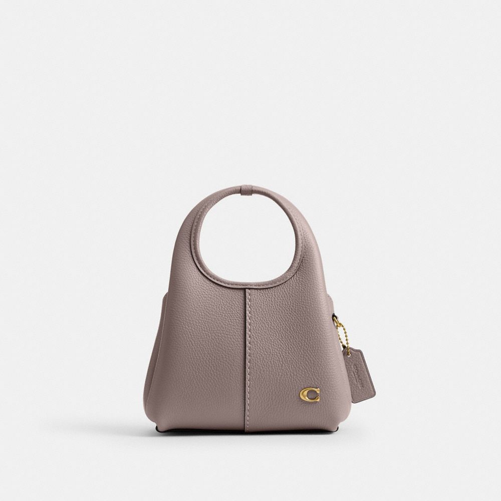 COACH®,Lana Shoulder Bag 19,Leather,Shoulder Bag,Logo,Metal,Compact,Brass,Casual,Blush,Front View