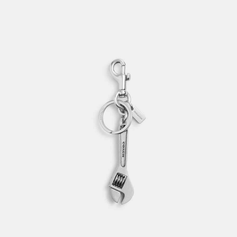 COACH®,Wrench Bag Charm,Bag Charm,Metal Material,Pendant,Key Ring,Silver Metal,Silver,Front View