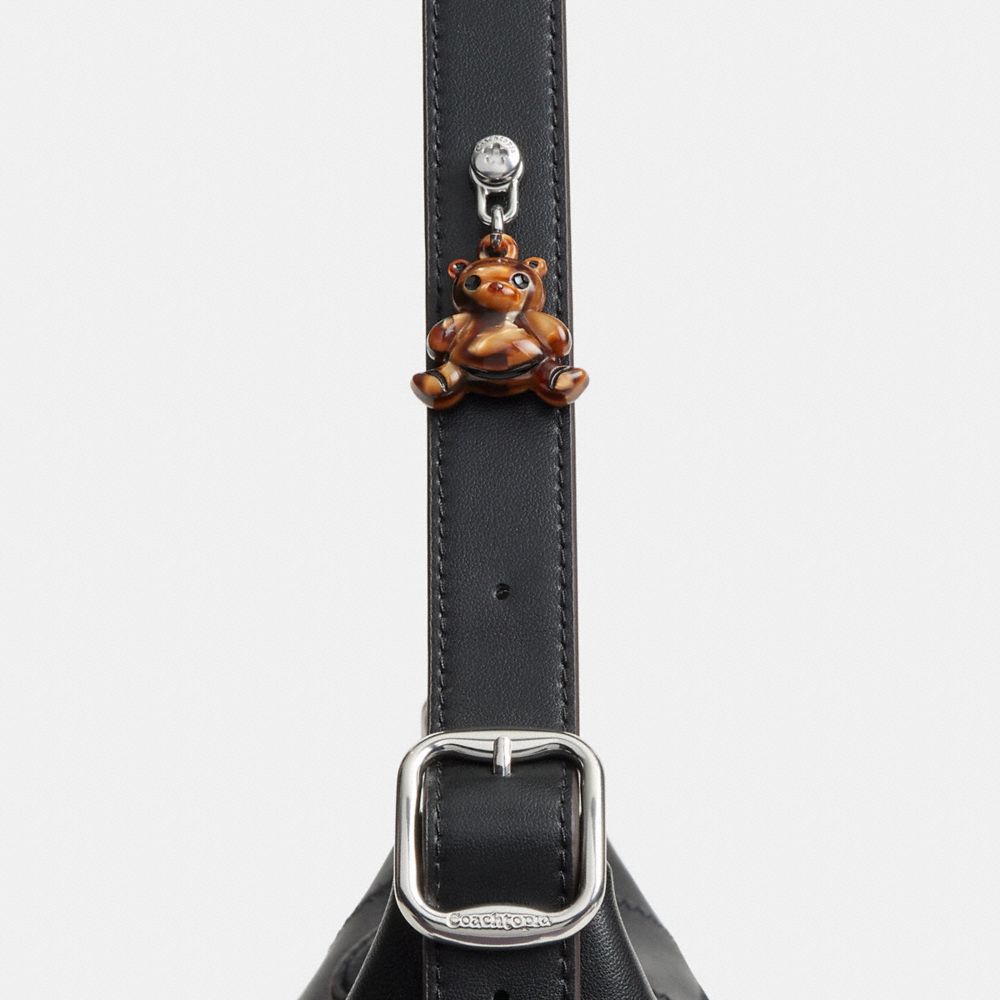 COACH®,Bear Bag Charm,Acrylic,Synthetic,Bag Charm,Metal Material,Plastic,3D Embellishment,Pendant,Compact,Brown,Angle View