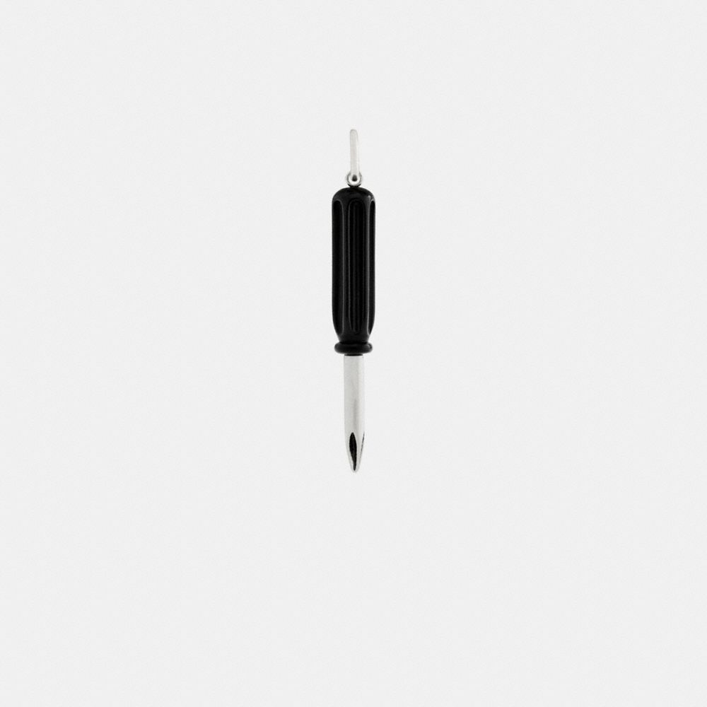 COACH®,Screwdriver Single Earring,Black,Front View