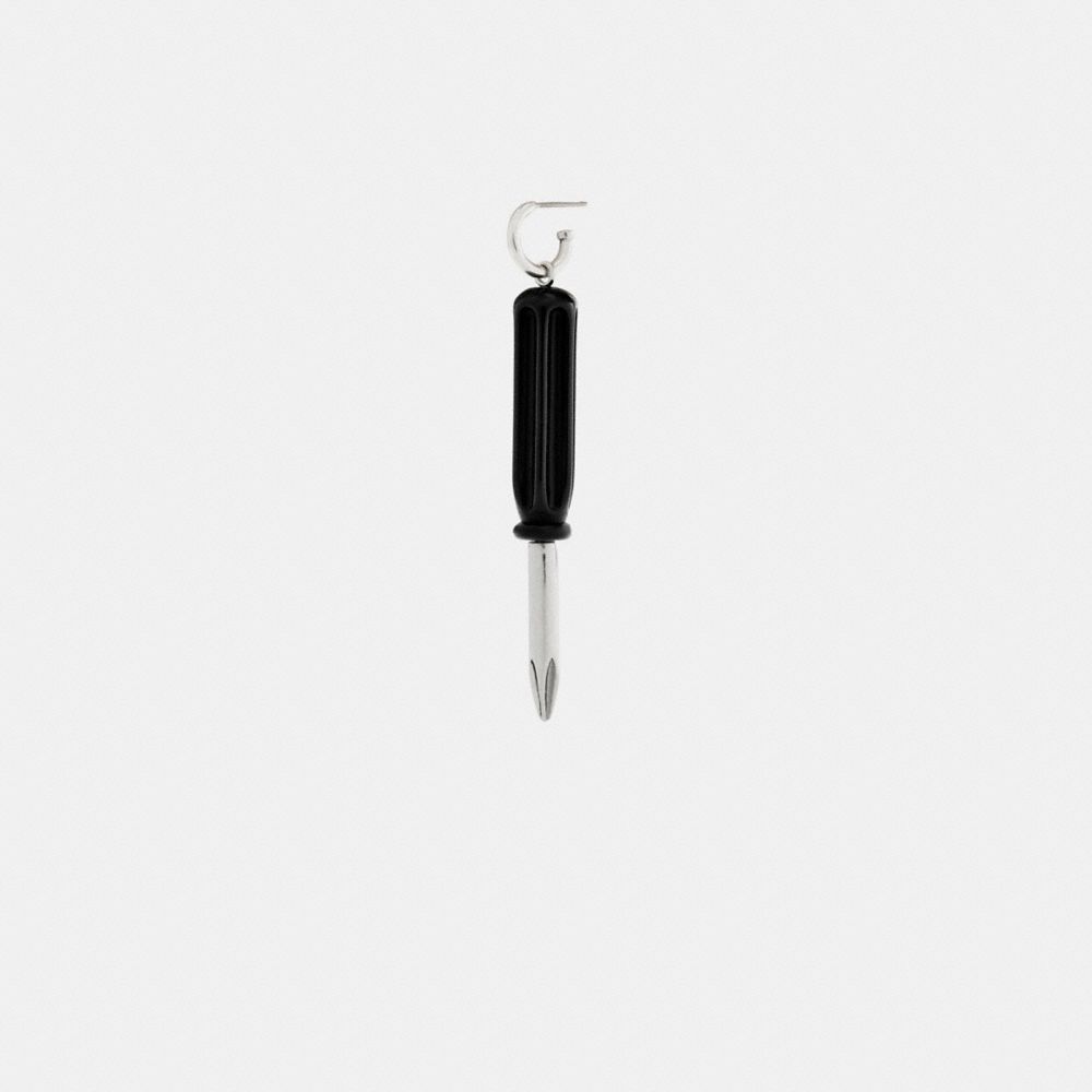 COACH®,Screwdriver Single Earring,Black,Inside View,Top View