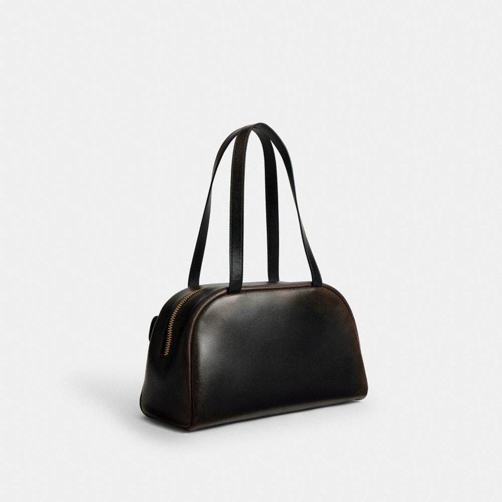 COACH®,Twin Turnlock Bag In Loved Leather,Black,Angle View