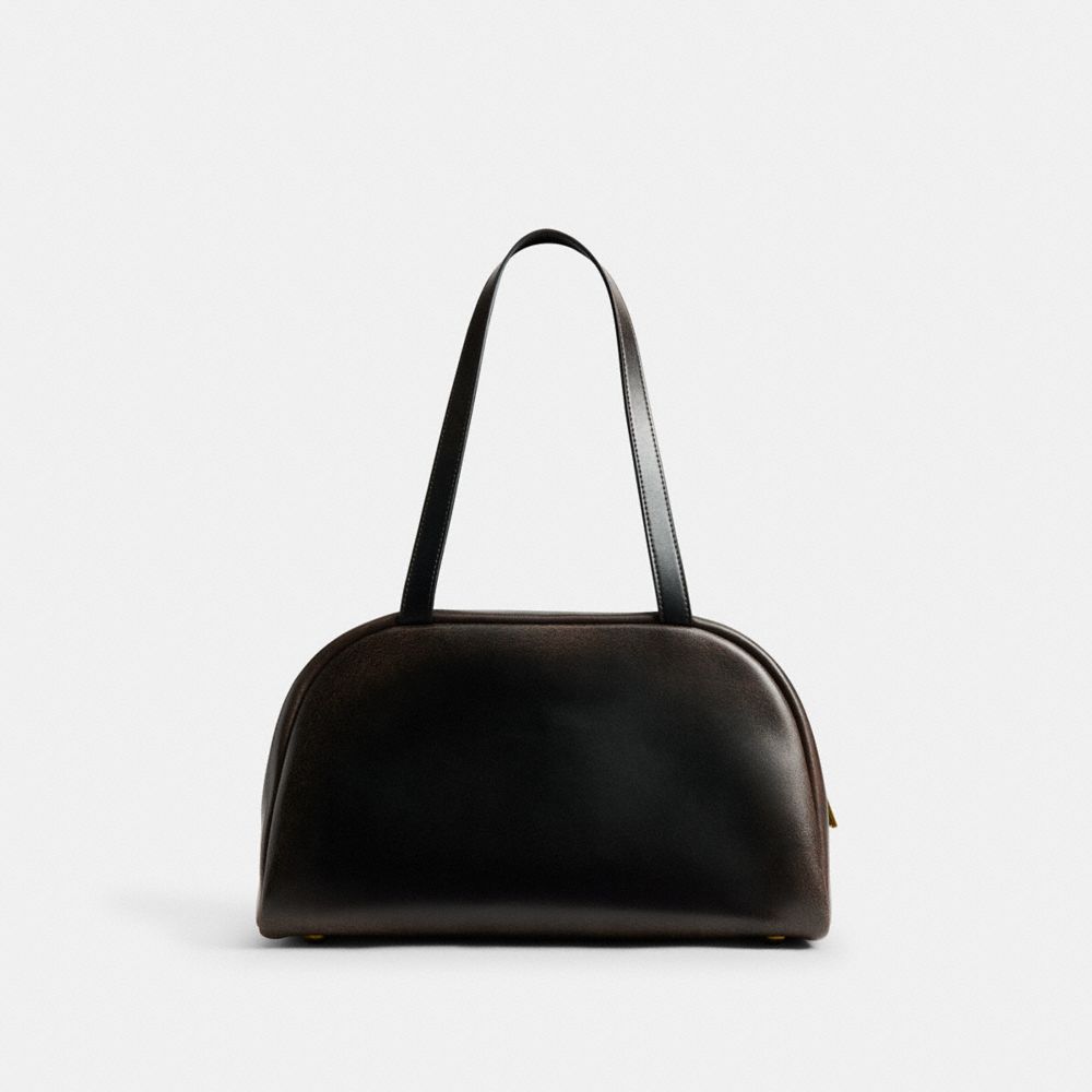 COACH®,Twin Turnlock Bag In Loved Leather,Black,Back View