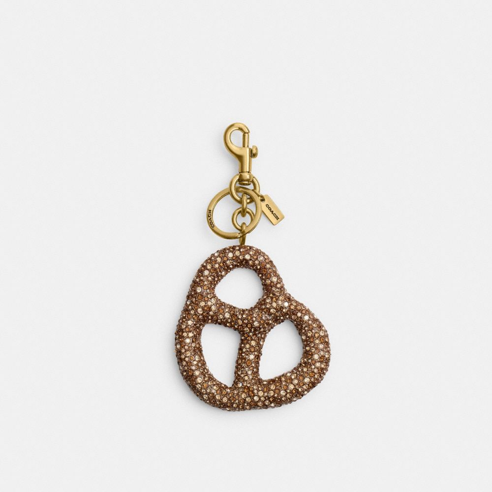COACH®,Crystal Pretzel Bag Charm,Brown,Front View