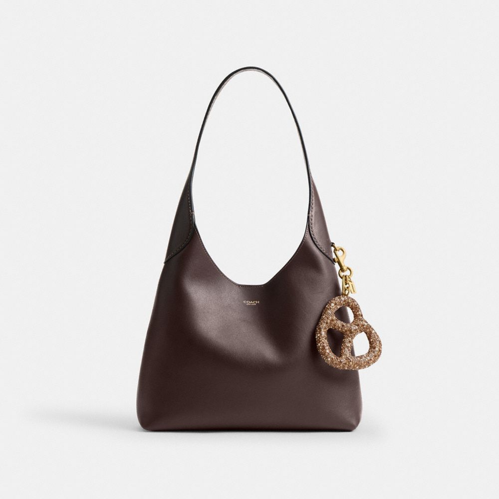 COACH®,Crystal Pretzel Bag Charm,Brown,Angle View