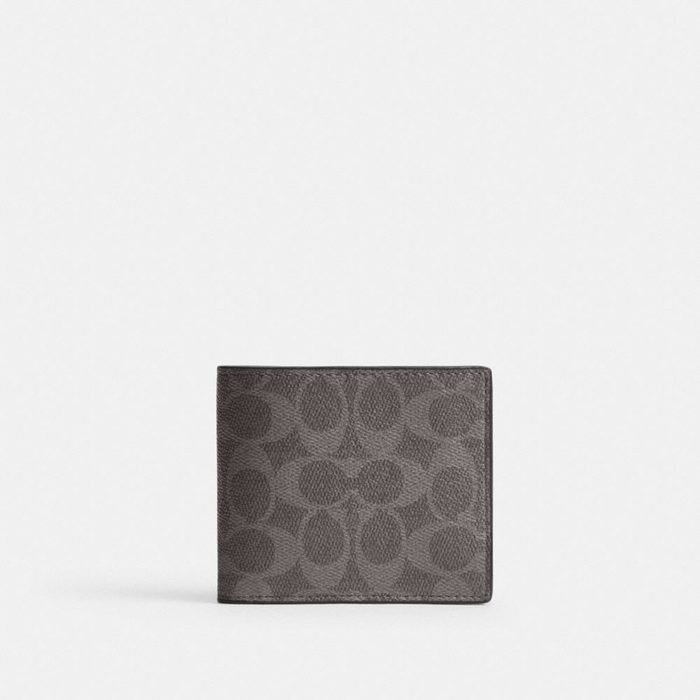 COACH®,3 In 1 Wallet In Signature Canvas,Gray,Front View