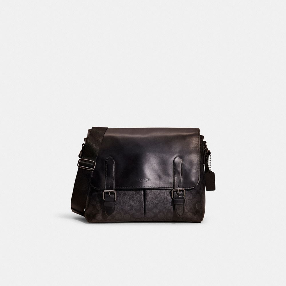 COACH®,RESTORED METROPOLITAN SOFT MESSENGER IN SIGNATURE CANVAS,Signature Coated Canvas,Large,,Front View