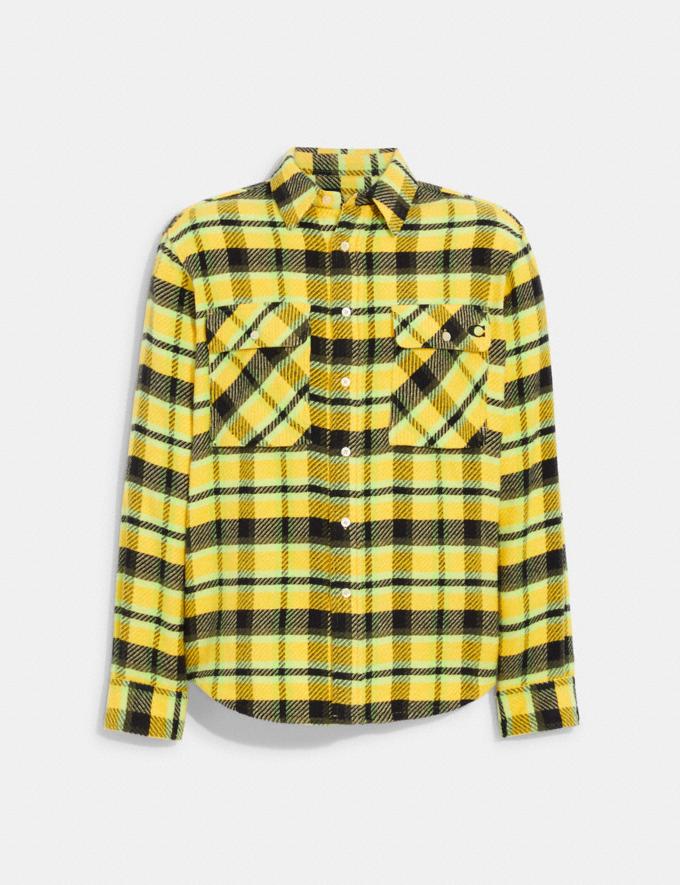 Coach Oversized Flannel Shirt Yellow Multi DEFAULT_CATEGORY  