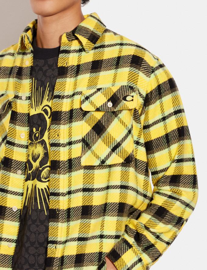 Coach Oversized Flannel Shirt Yellow Multi DEFAULT_CATEGORY Alternate View 5