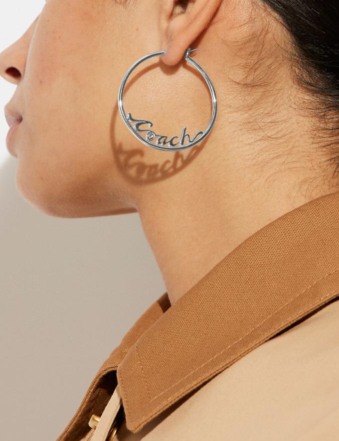 COACH: Logo Script Hoop Earrings